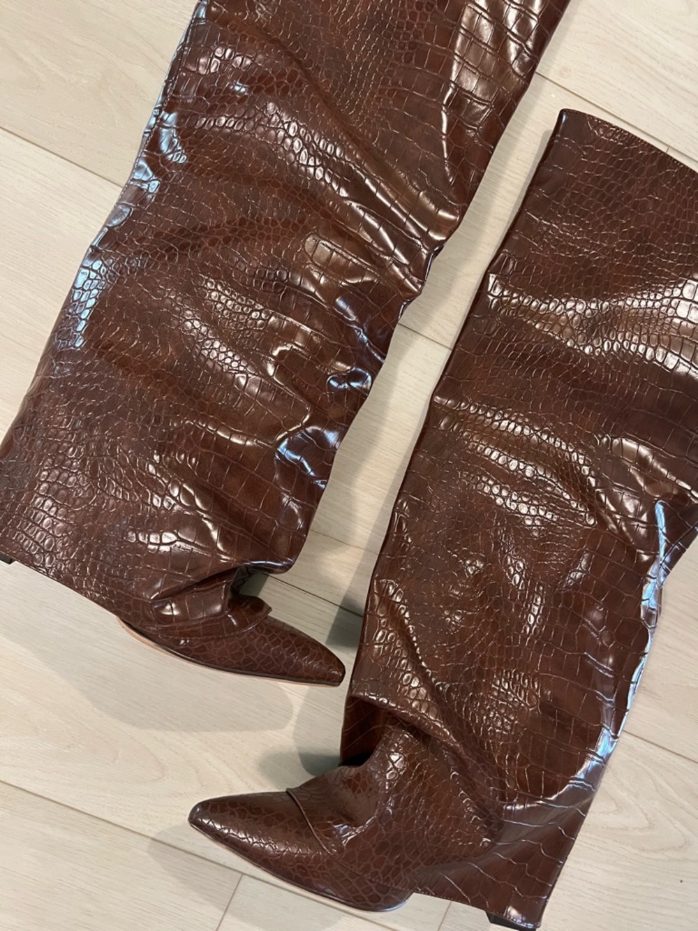 Brown Croc-Embossed Knee-High please read the description 🚨 ALL WEEK $25.00 - Picture 4 of 5